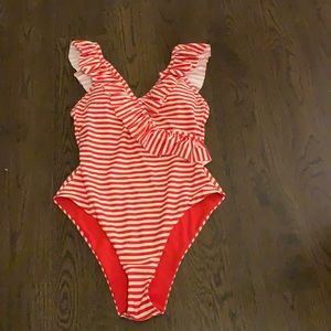 Red striped swimsuit NWT